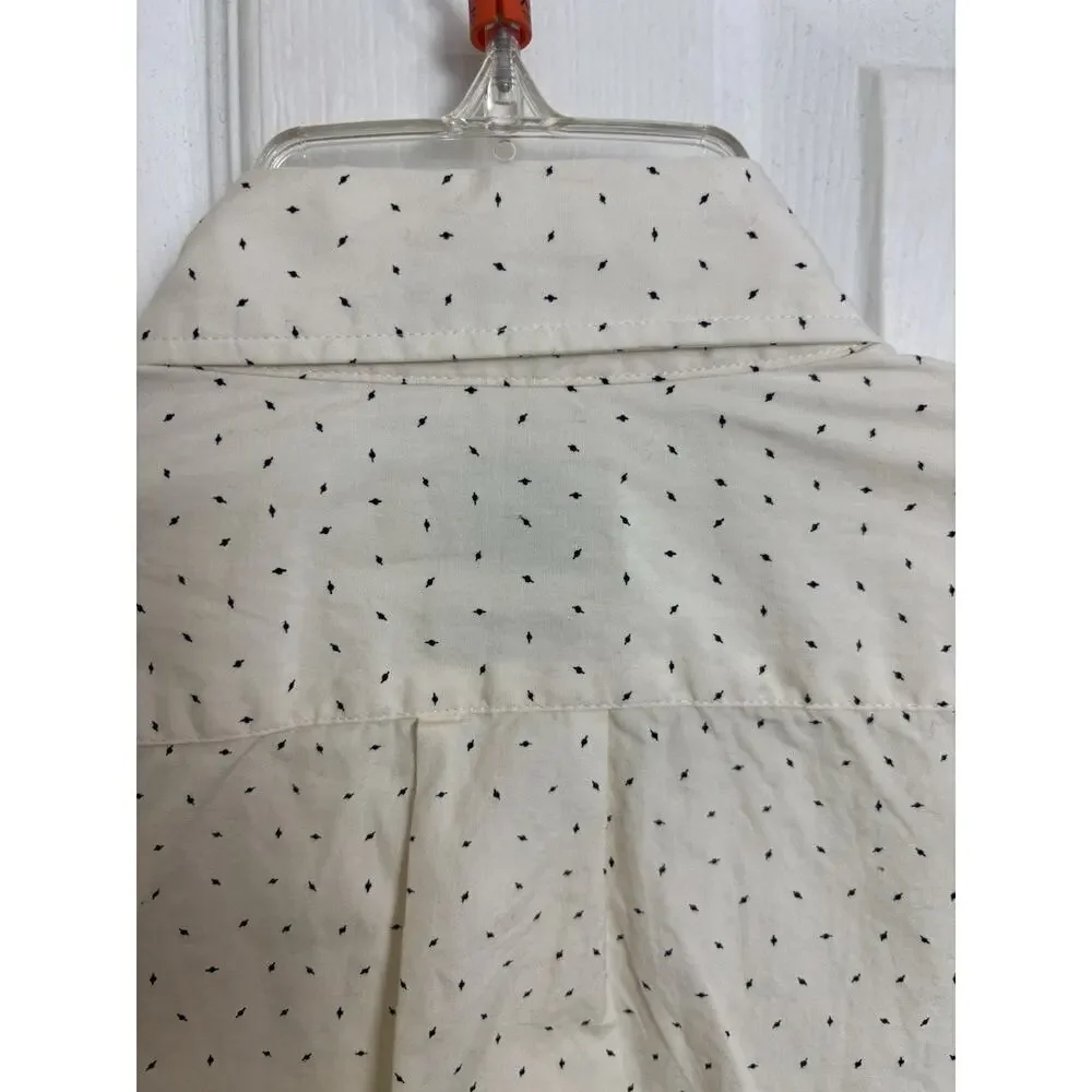 J Crew Secret Wash Shirting 100’s 2-Ply Yarn Slim Fit Button Down Ivory Medium